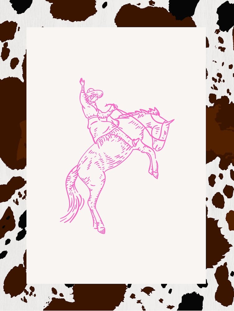 Hot Pink Cowboy Line Drawing