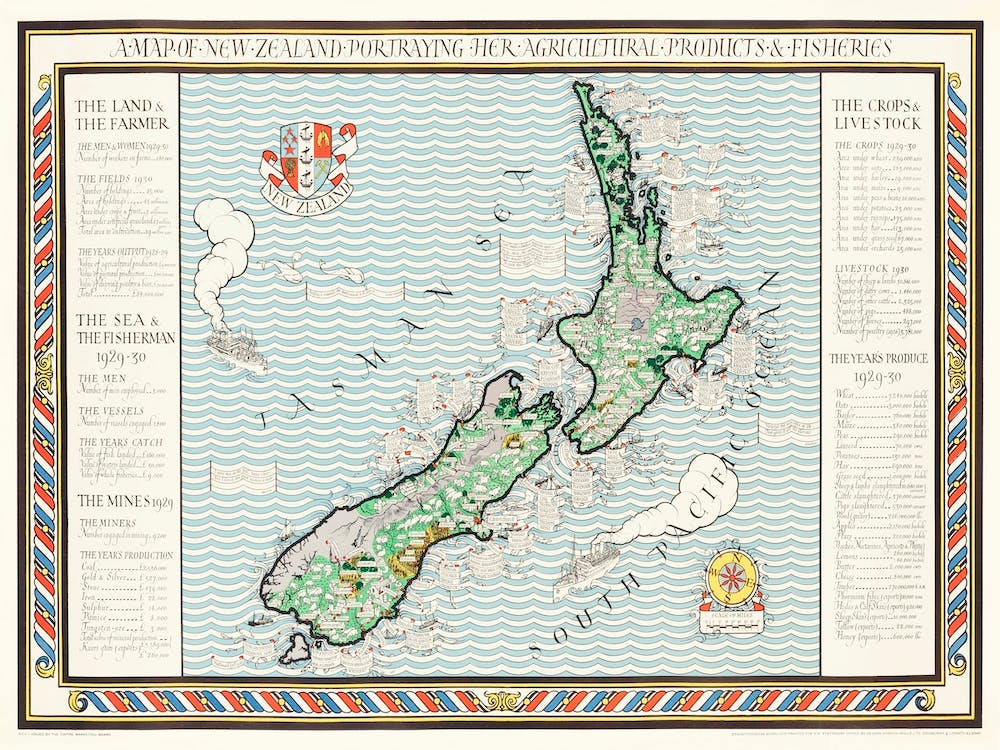Poster A Map Of New Zealand (1913)