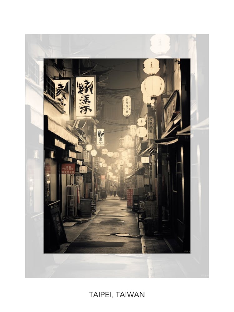 Poster Of Taipei, Taiwan, Black And White Old Photo 3