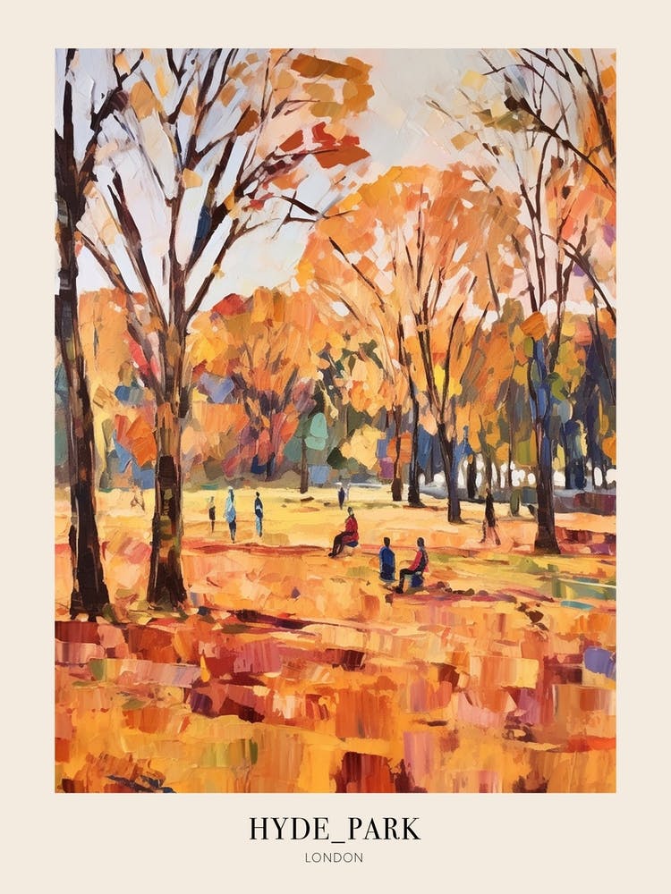 Peinture Parc Urbain Automnal Hyde Park Londres 1 - Affiche