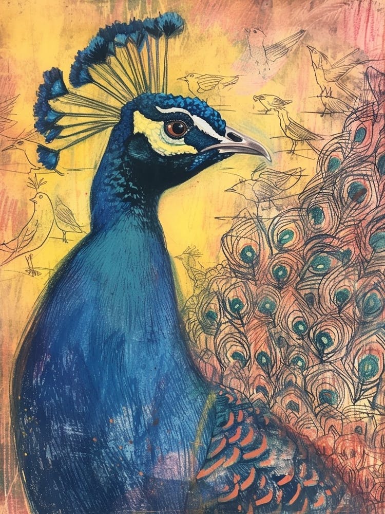 Peacock Linework Sketch