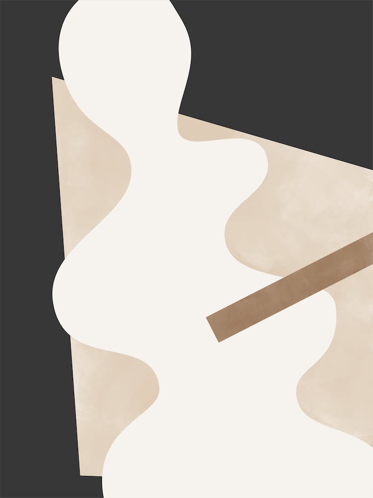 Beige Graphic Curves Print