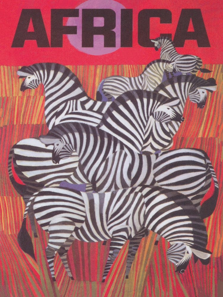 Africa Zebras Vintage Travel Poster