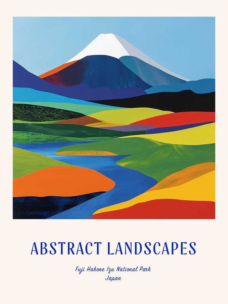 Colourful Abstract Fuji Hakone Izu National Park Japan 2 Poster Blue