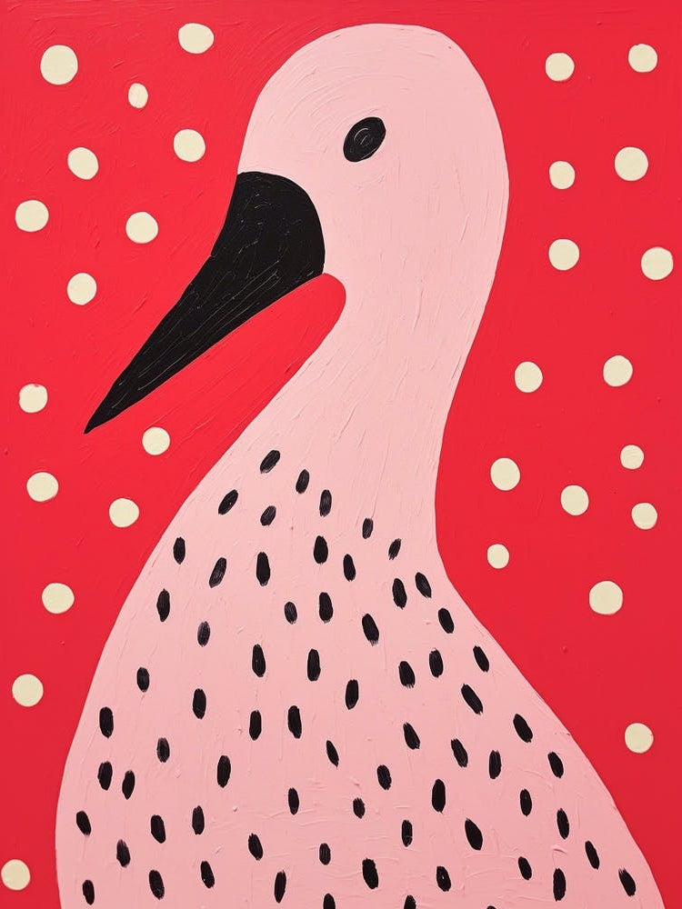 Pink Polka Dot Swan 1
