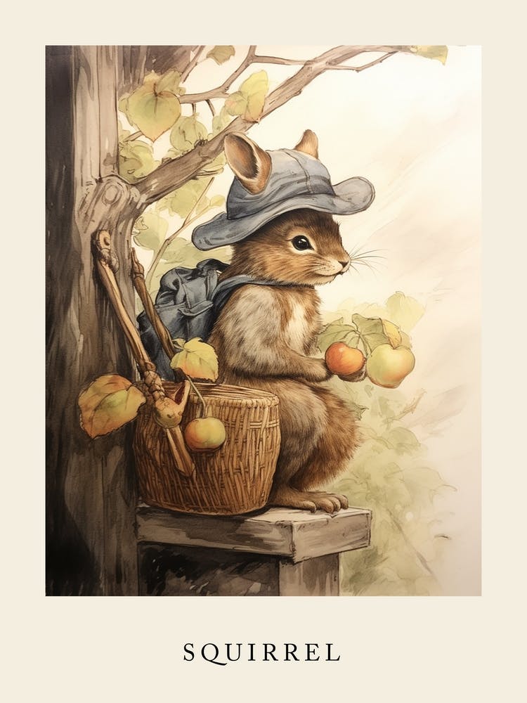 Beatrix Potter Inspired  Animal Watercolour Squirrel 3