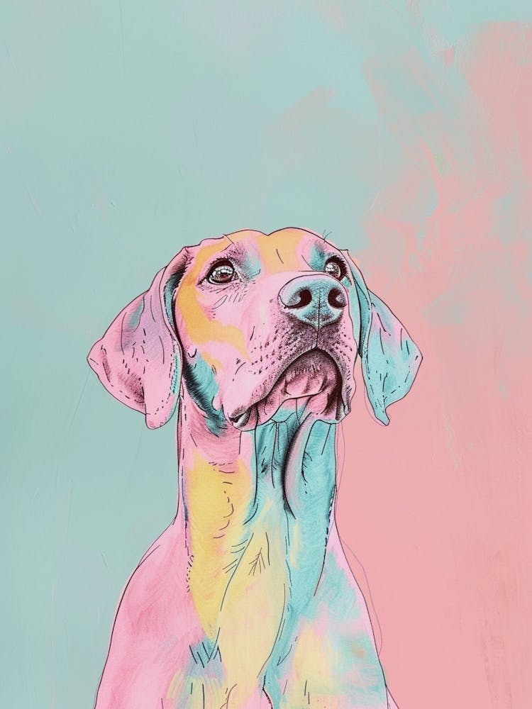 Pastel Hound Dog Pastel Line Illustration  2