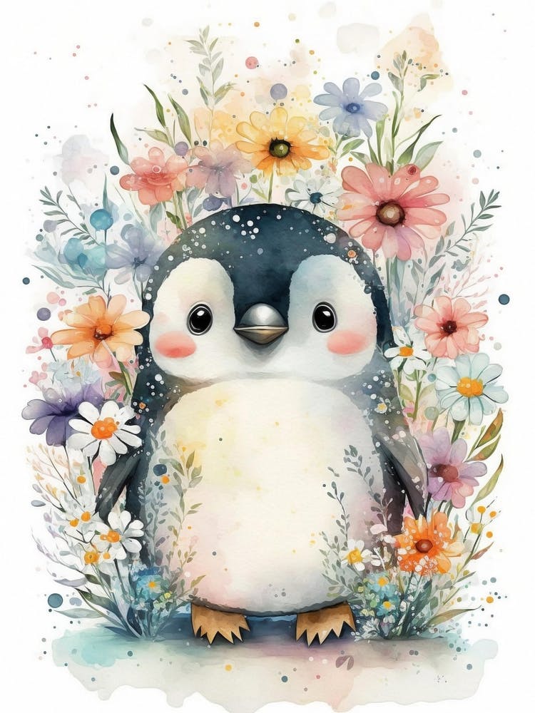 Watercolor Illustration Penguin