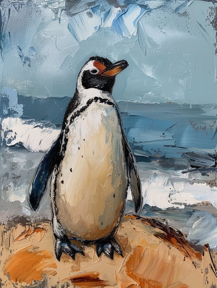 Adlie Penguin Bartolom Island Oil Painting 1