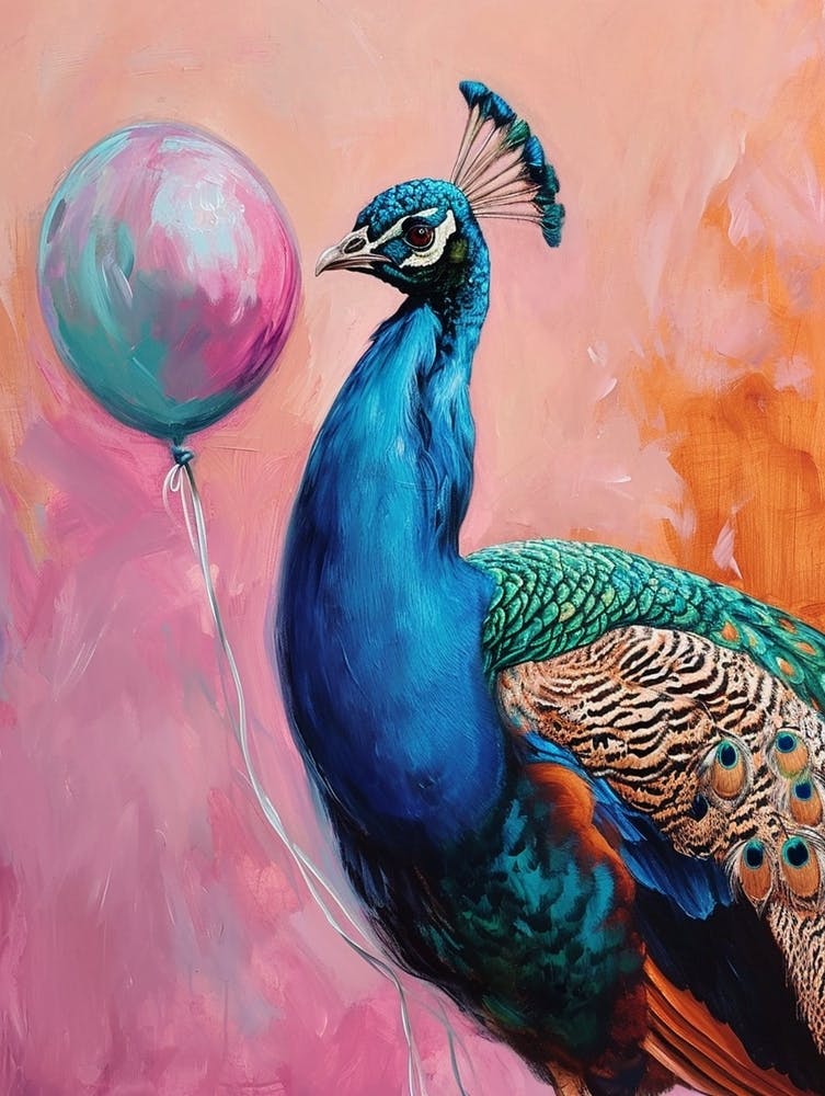 Cute Peacock With Balloon