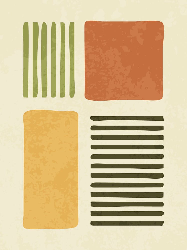 Minimalist Abstract Geometric Art – Retro Shapes and Lines