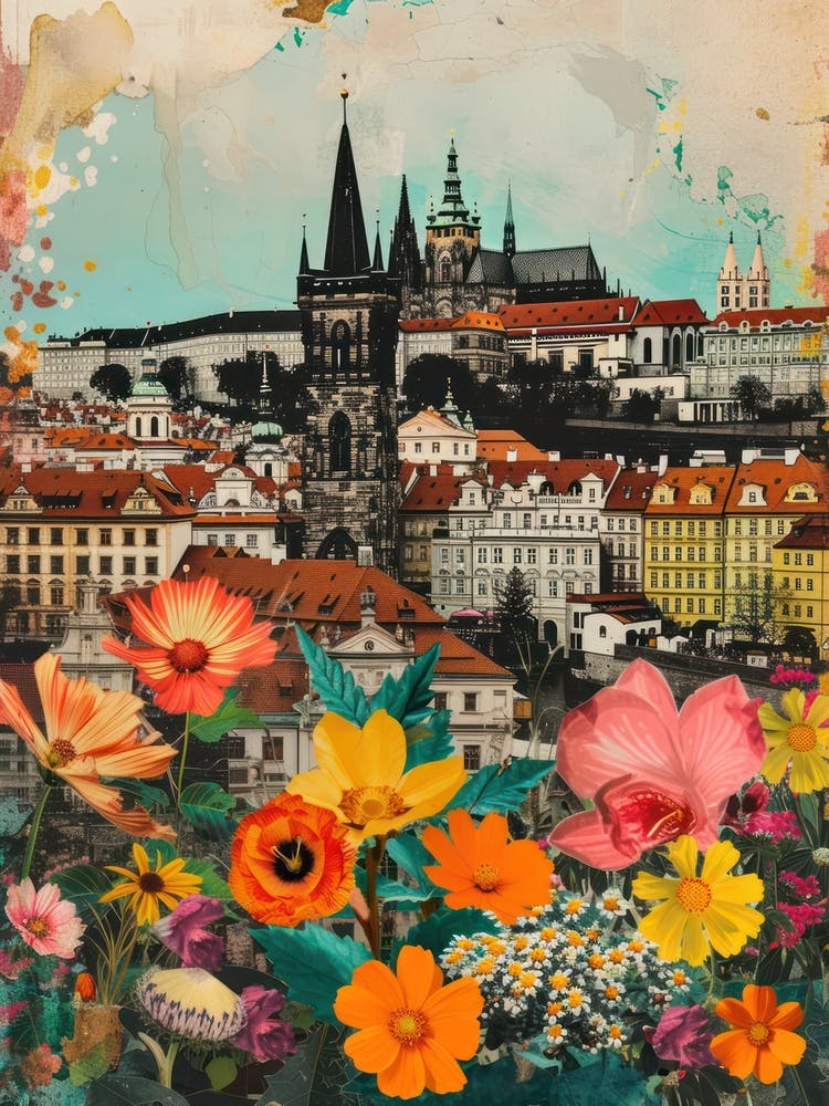 Prague   Floral Retro Collage Style 4