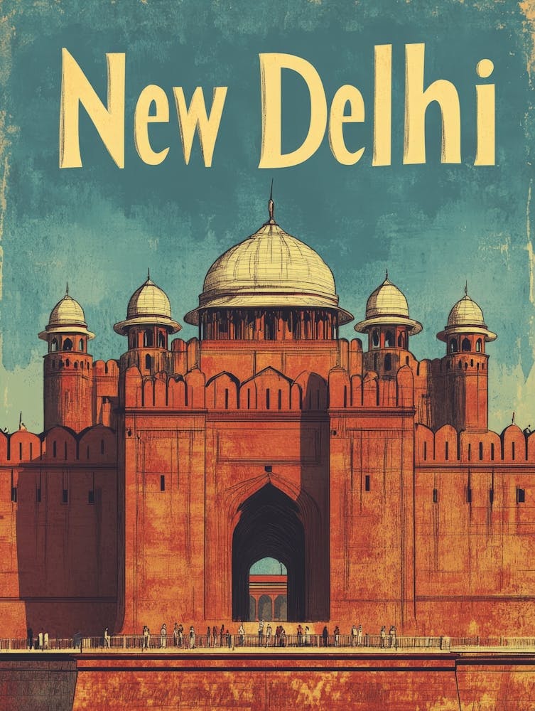 Aihrgdesign A Retro Travel Poster For New Delhi 3