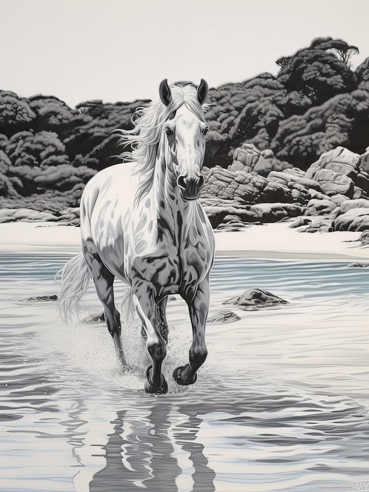 A Horse Oil Painting In Hyams Beach, Australia, Portrait 1