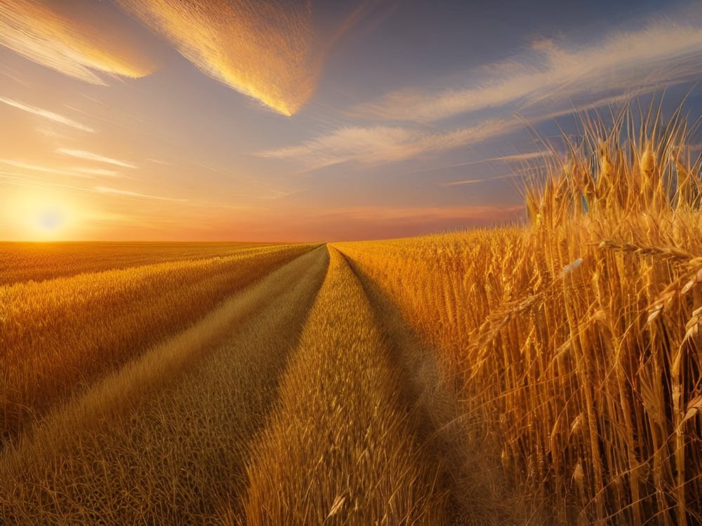 Sunset Over A Wheat Field 12