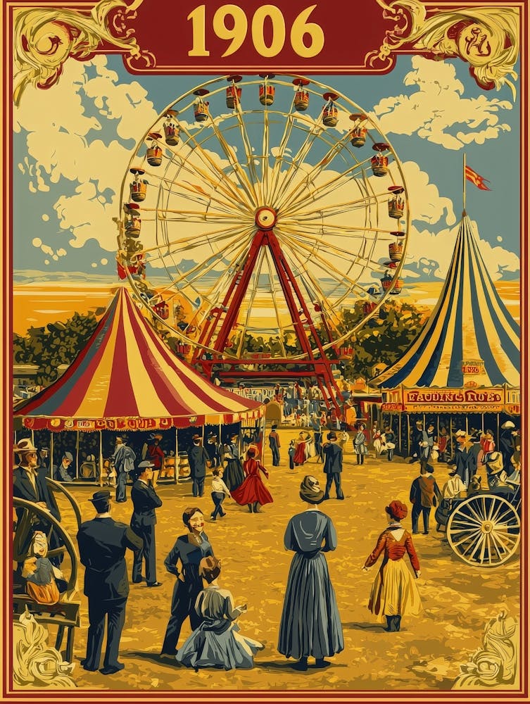 Aihrgdesign A Nostalgic Poster Of A 1906 Fairground Featuring 8d1835db 3453 402c 88d7 3f58b3bdb939 0