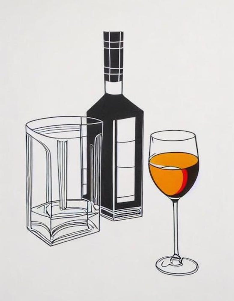 Bourbon Sour Picasso Line Drawing Cocktail Poster