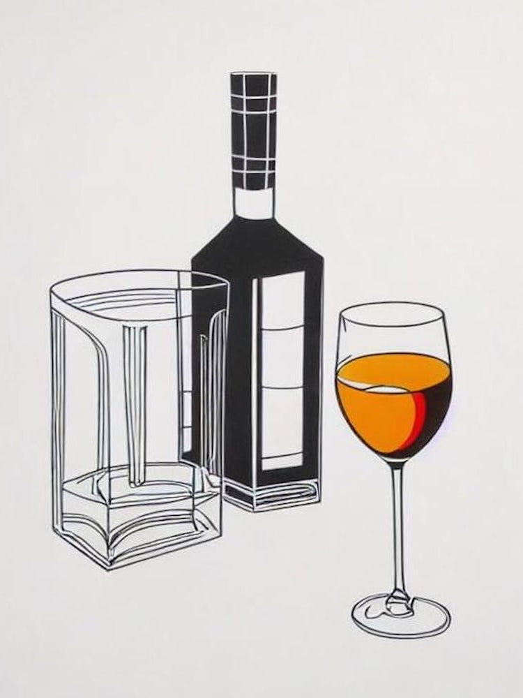 Bourbon Sour Picasso Line Drawing Cocktail Poster