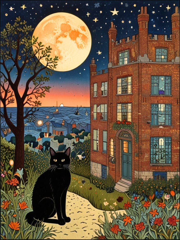 William Morris Black Cat At Night