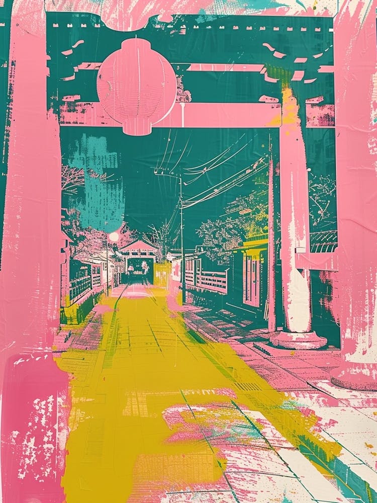 Traditional Japanese Scene Siebdruck