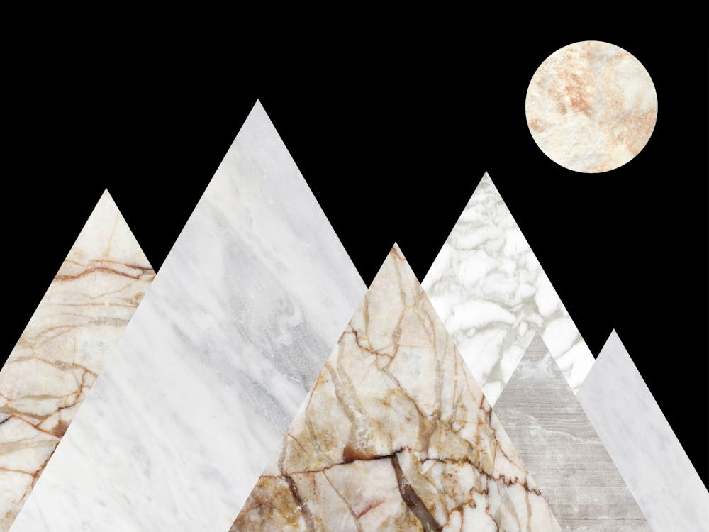 Moon Mountain Peaks Marble Landscape