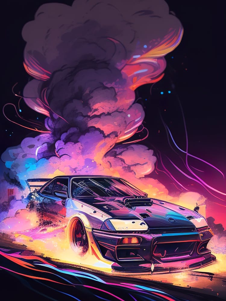 Muscle Smoke Drift Retro Racing vintage classic Car 8
