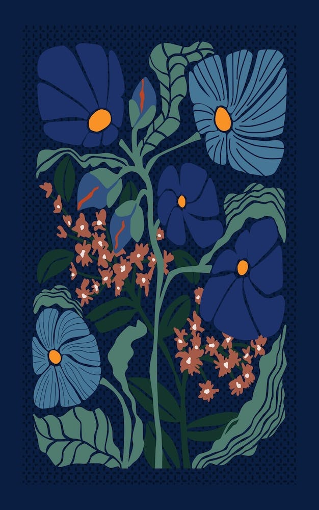 Klimts Would Love These Flowers Dark Blue