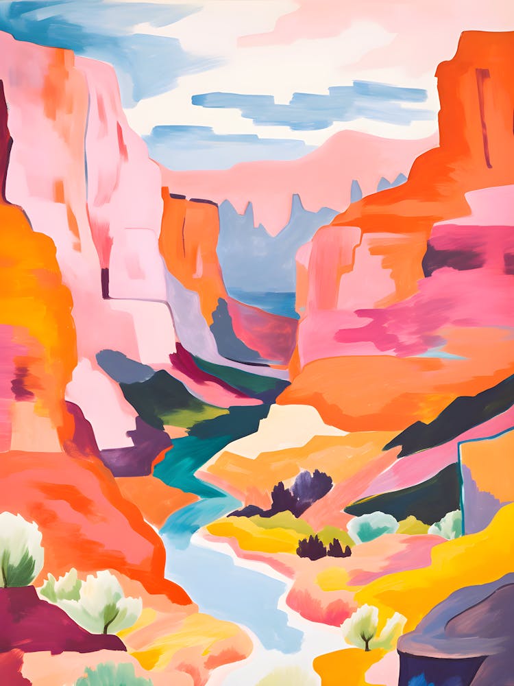 Grand Canyon Abstract Print Vibrant Southwest Landscape Art Colorful Desert River Wall Decor Modern Travel Poster Nature Lover Gift