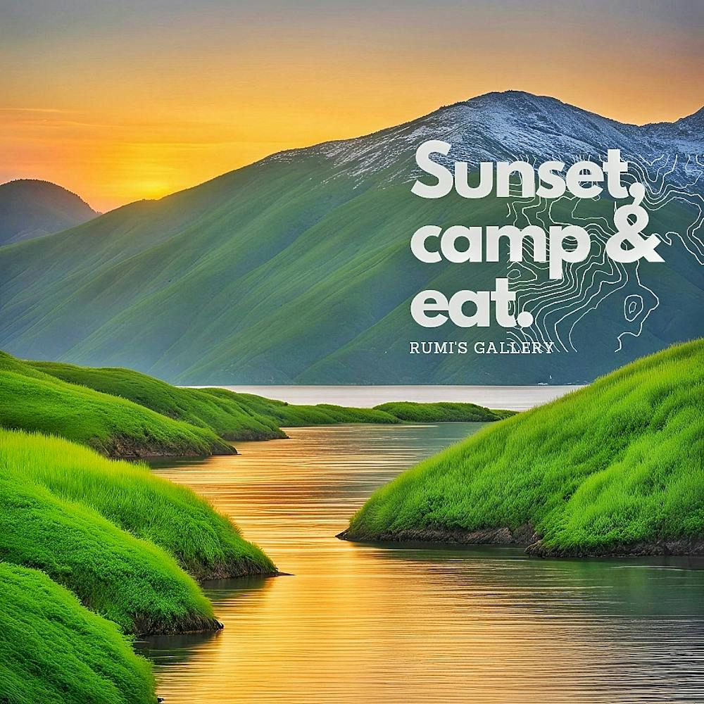 Sunset, Camp & Eat. rumi"s gallery a gift for travelers.