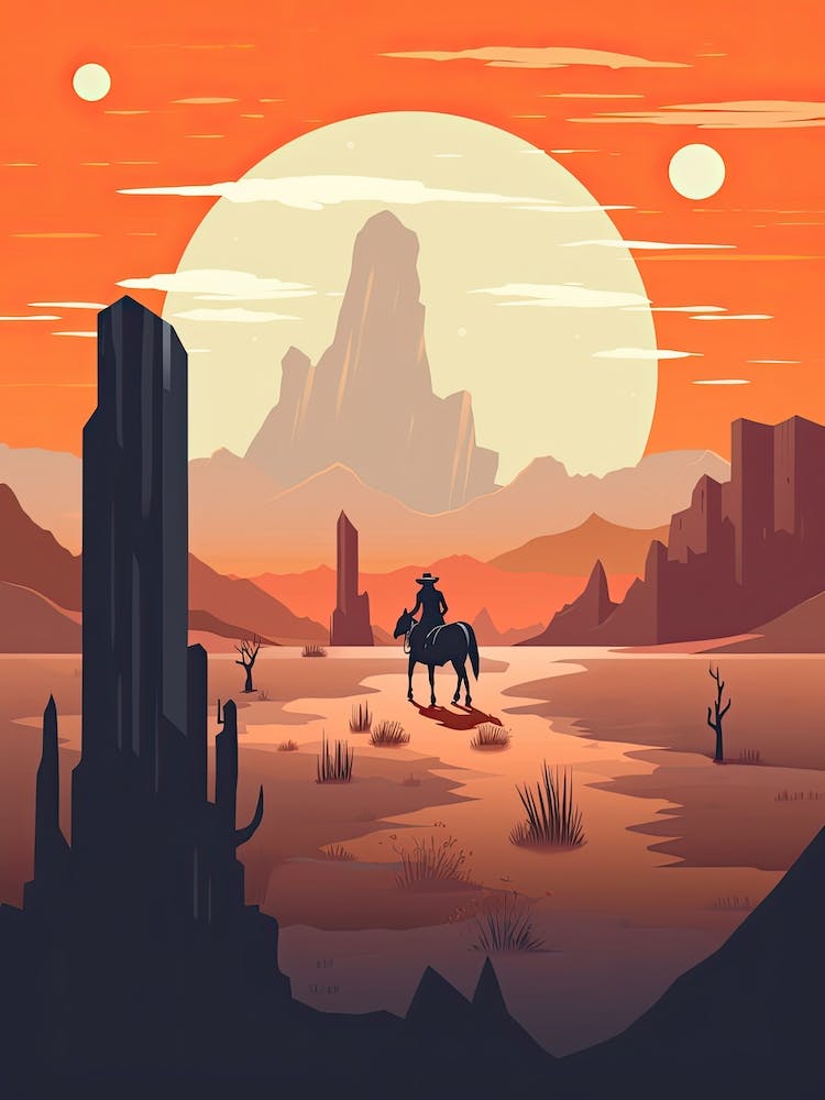 Minimalist Cowgirl Desert Sunset 3