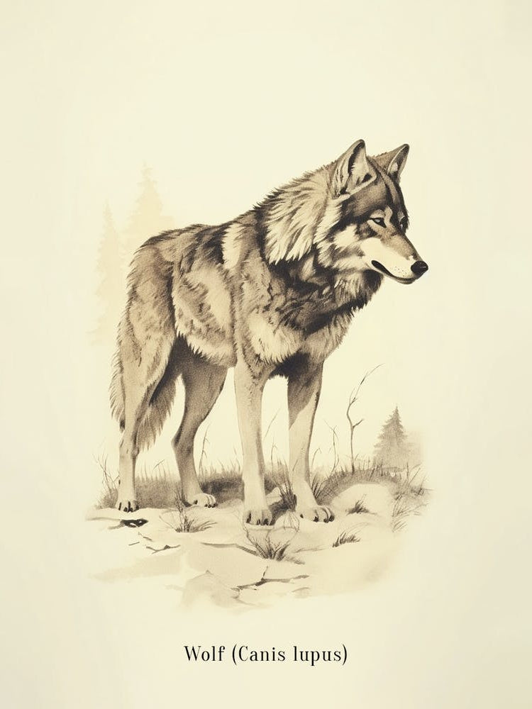Vintage Wolf 2 Poster