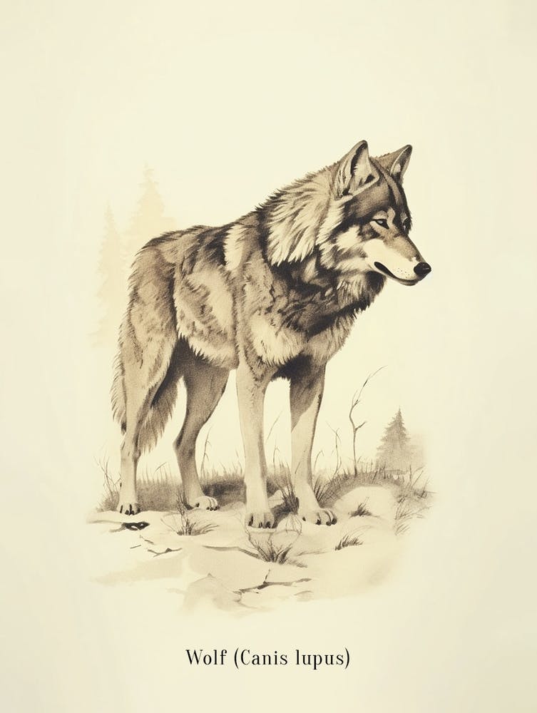 Vintage Wolf 2 Poster
