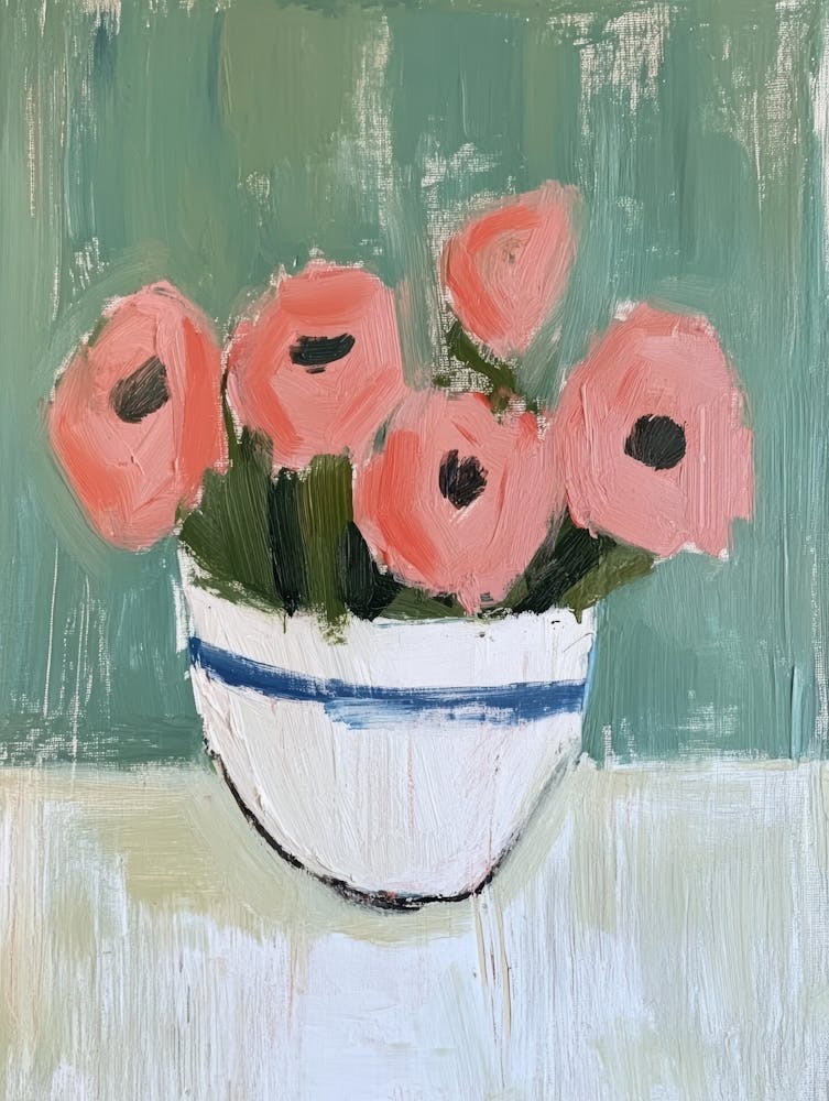 Pink Poppies In A Bowl