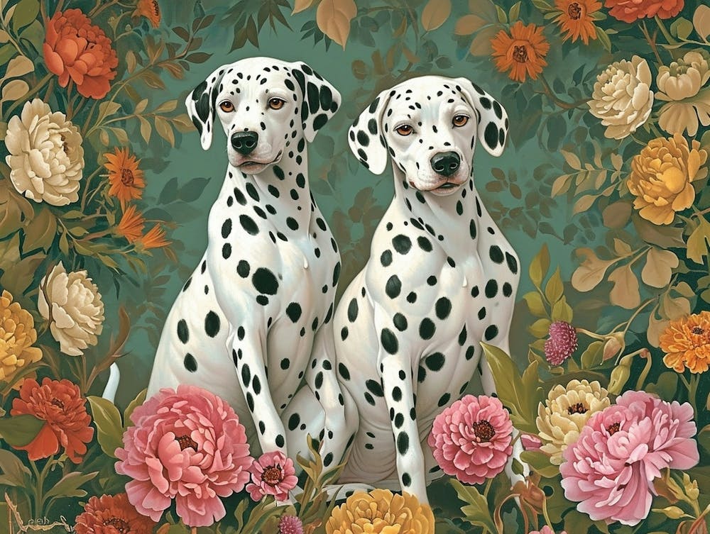 Floral Animal Illustration Dalmatian 3