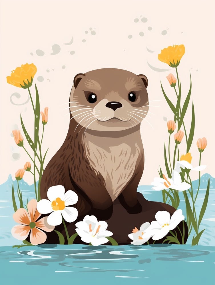 Baby Animal Illustration  Otter 1