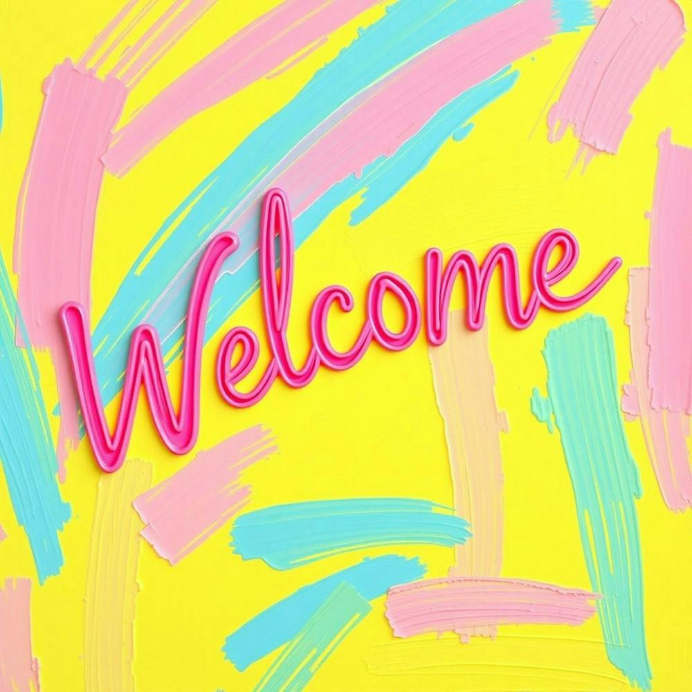 Welcome Sign On A Colorful Background