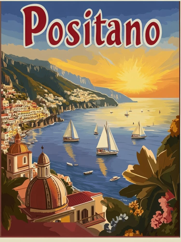 Aihrgdesign A Mid Century Modern Travel Poster For Positano 2