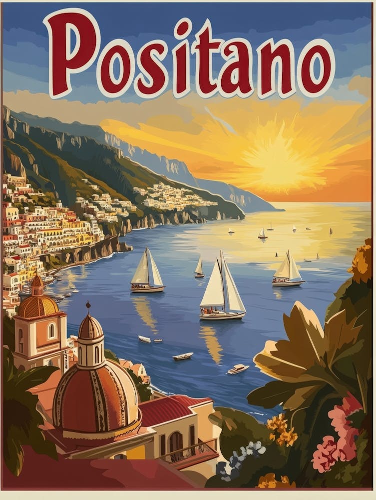 Aihrgdesign A Mid Century Modern Travel Poster For Positano 2