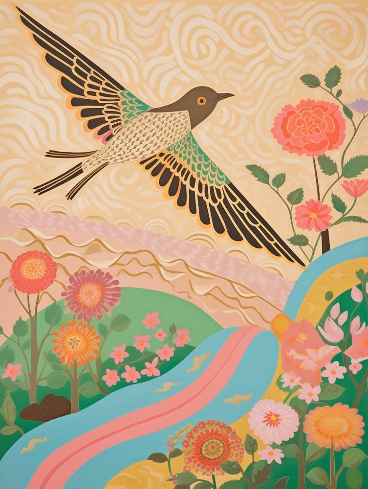Maximalist Bird Painting Sparrow 4