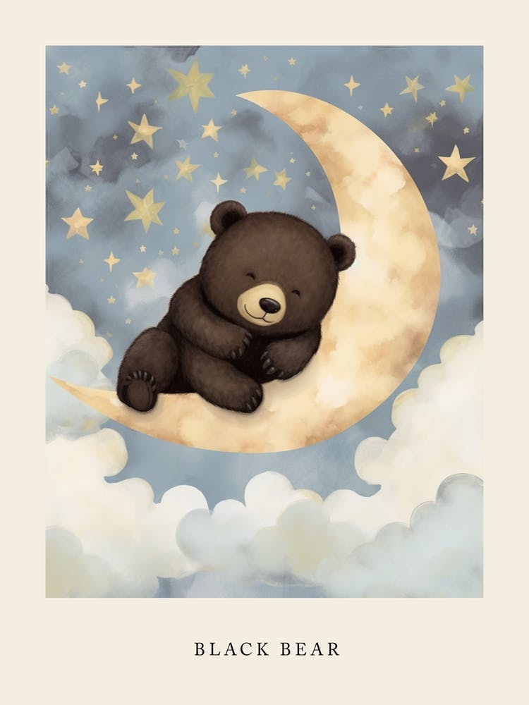 Affiche de Bébé Ours Noir Endormi 3 pour Crèche