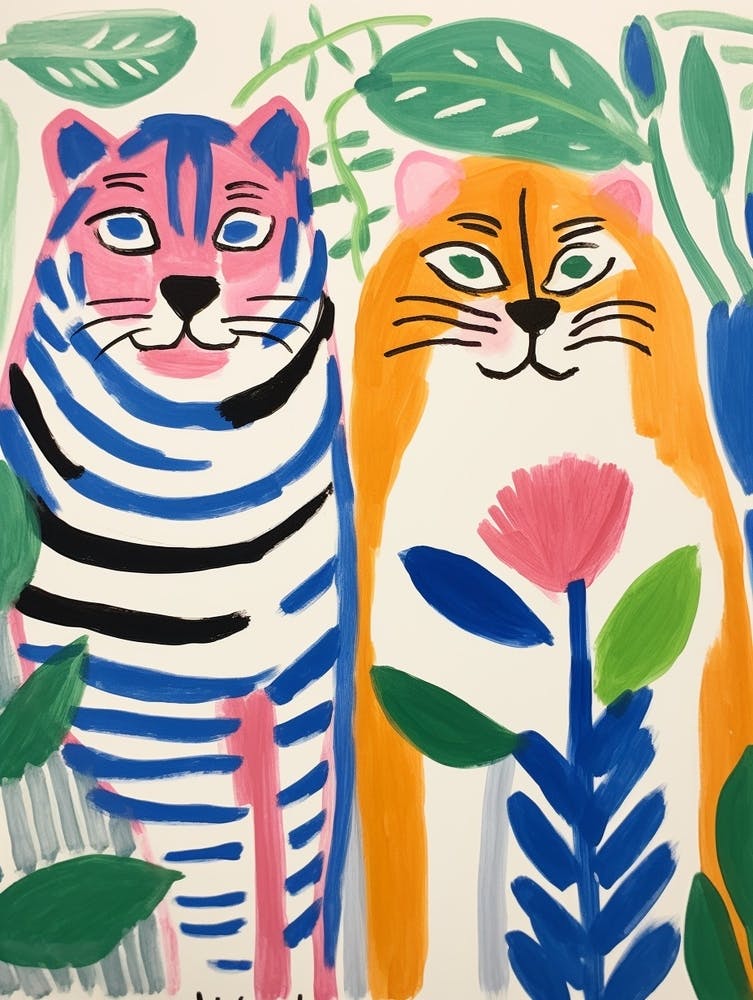 Colourful Kids Animal Art Bengal Tiger 3