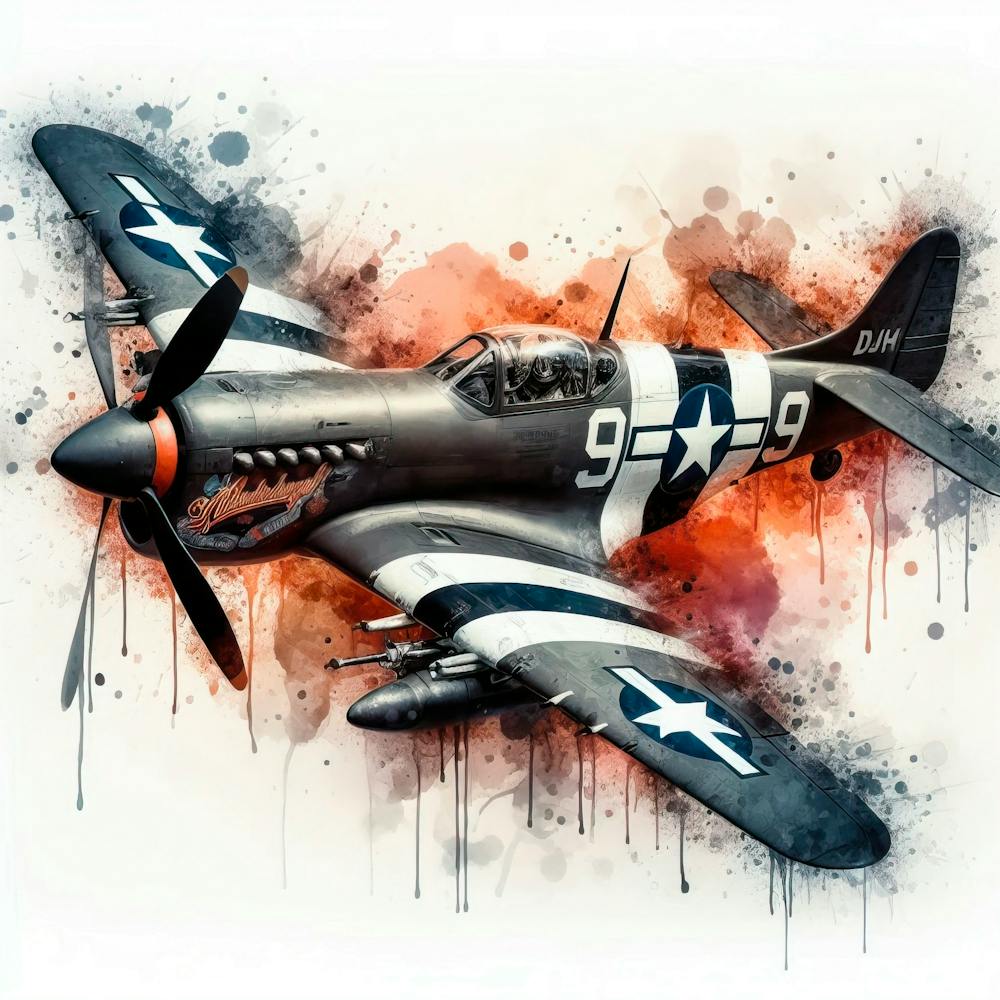 P 47 Thunderbolt At Full Speed Watercolor Splash Well Defined 8k