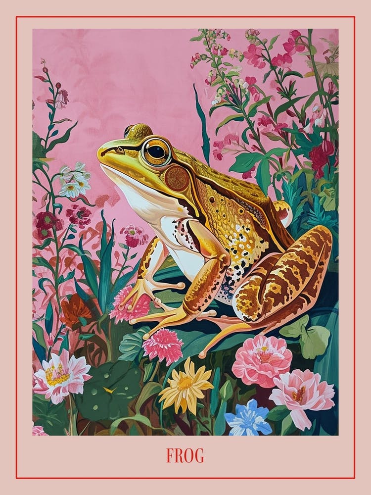 Floral Animal Painting Frog 2 Poster
