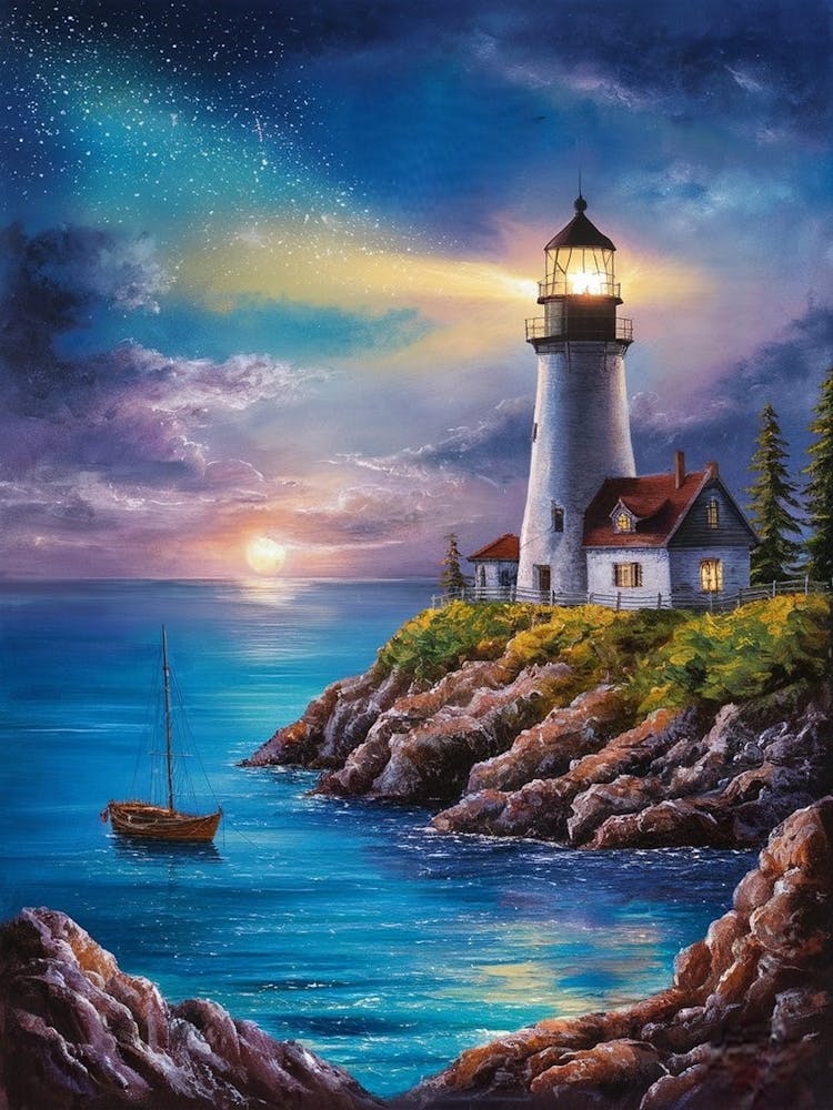 Lighthouse At Night 4