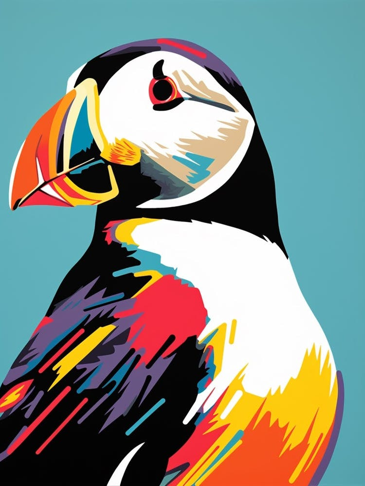 Andy Warhol Style Bird Puffin 4