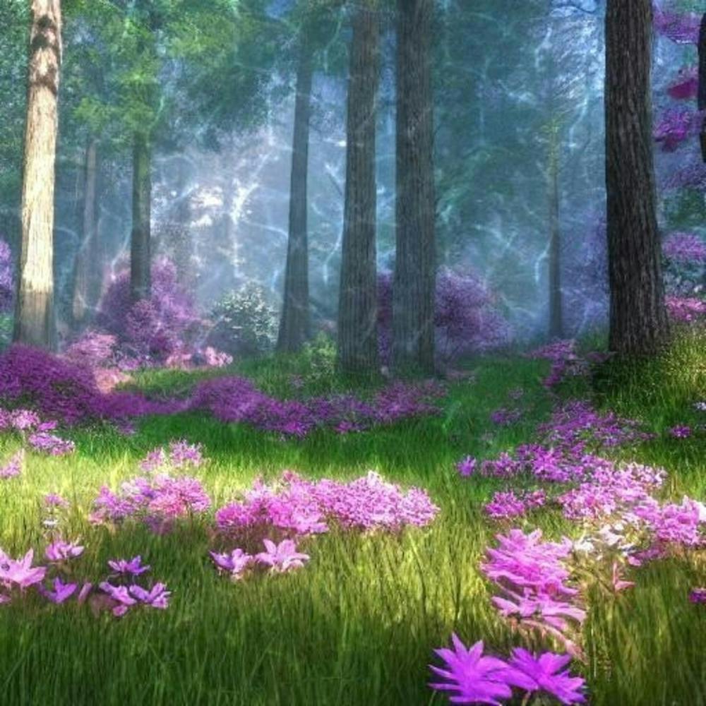 Purple Flowers In The Forest