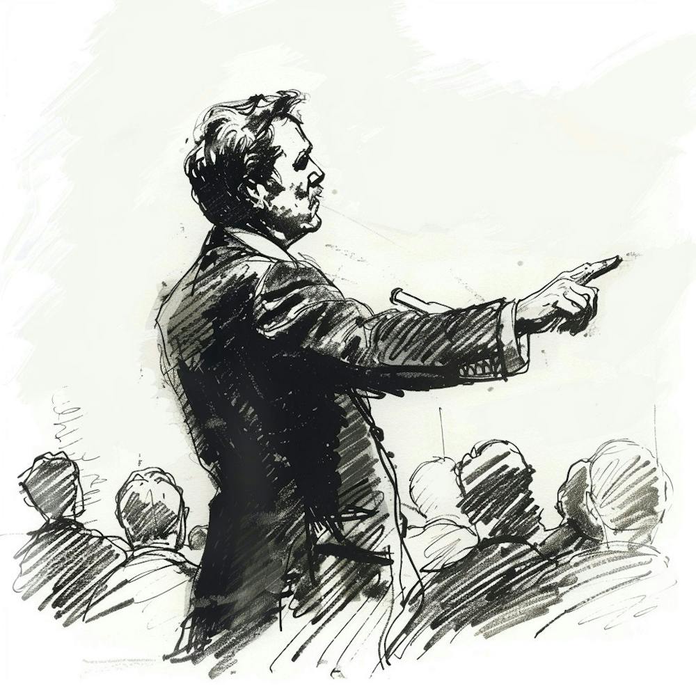 Man Pointing At An Audience