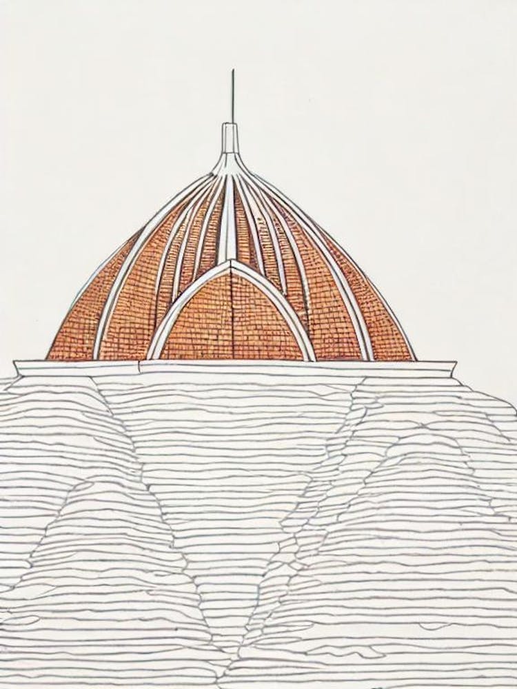 Lotus Temple Delhi Boho Landmark Illustration