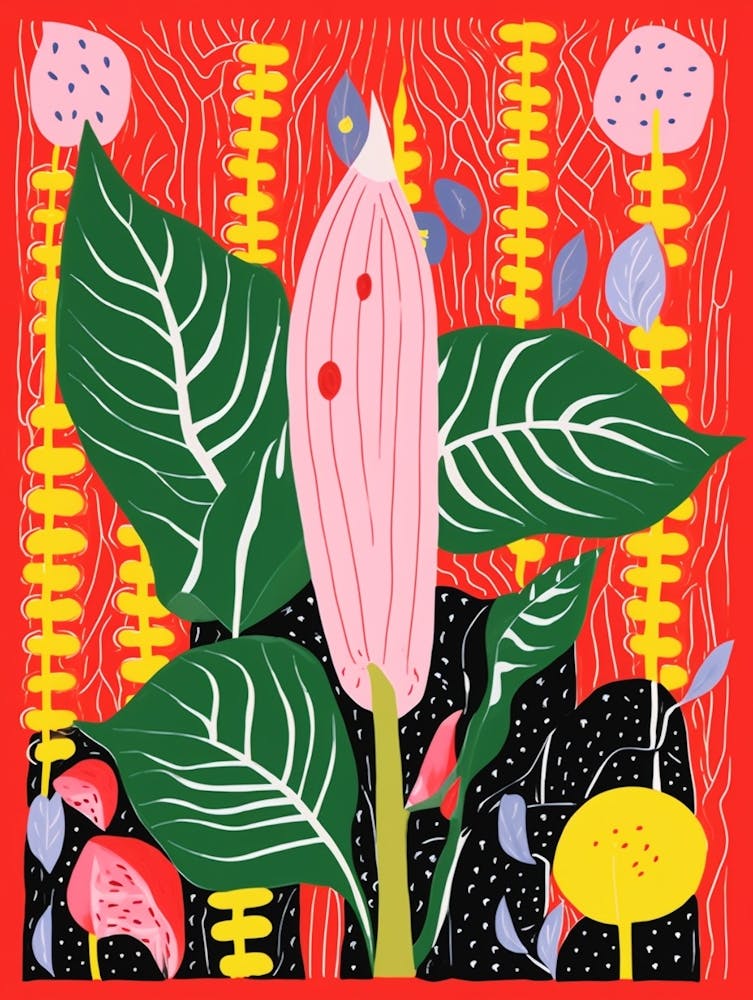 Pink And Red Plant Illustration Peace Lily 3