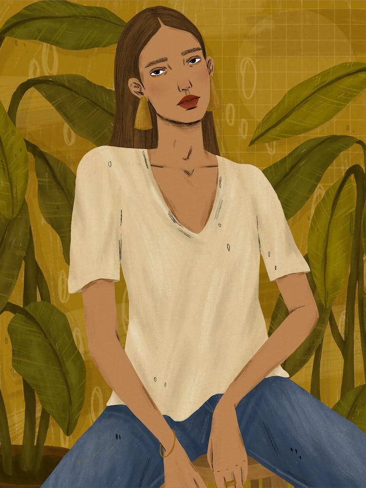 Fashion Model With Leaves